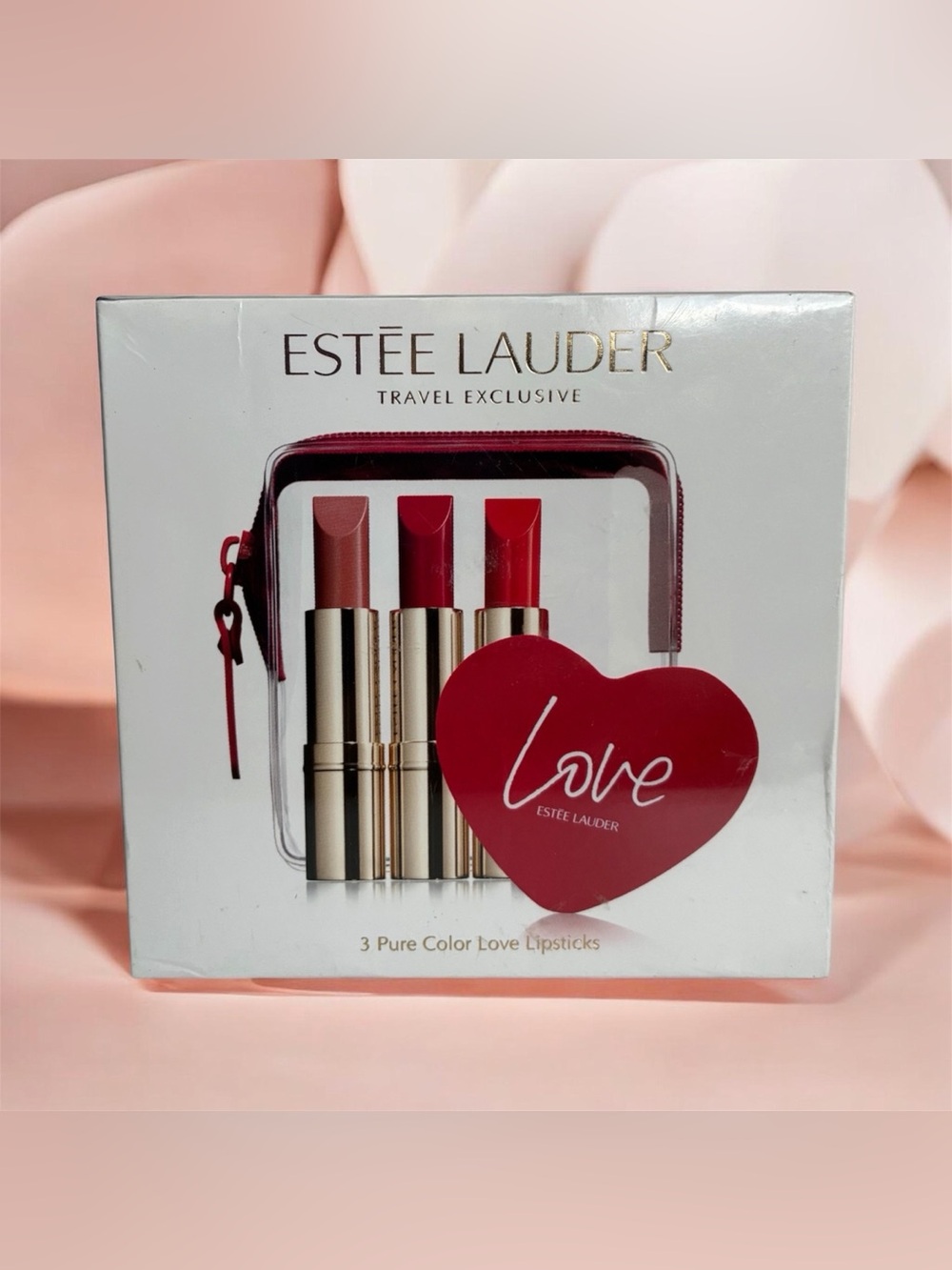 Estée Lauder Pure Color Love Lipsticks Travel Exclusive set, with clear bag .